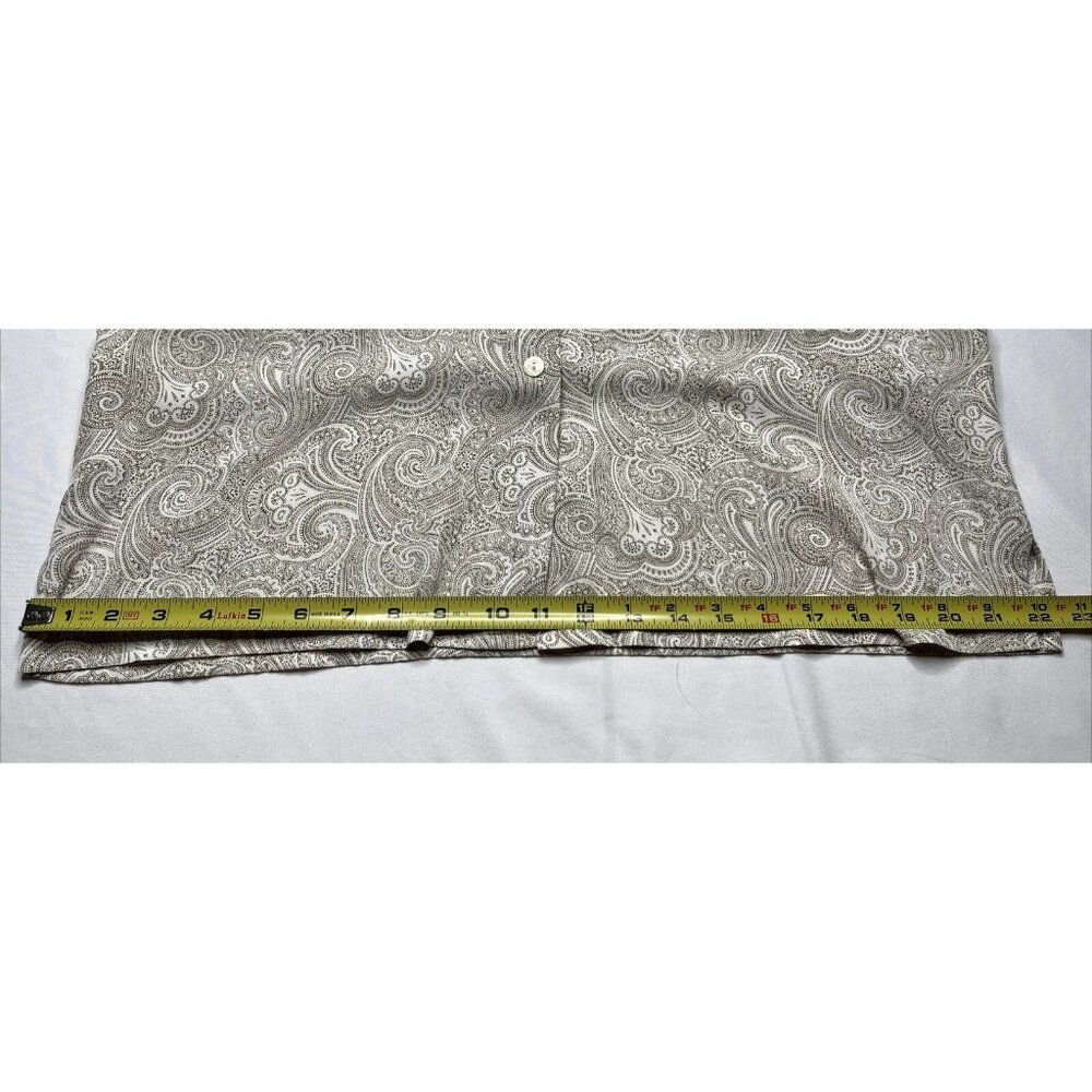 Liz Claiborne Collection Cream With Brown Paisley Pattern Button Down Size 10 - Picture 7 of 12